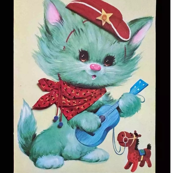 Vintage 1970 MCM Quality Crest Pastel Pets birthday & get well cards set 8 NEW - Picture 2 of 8